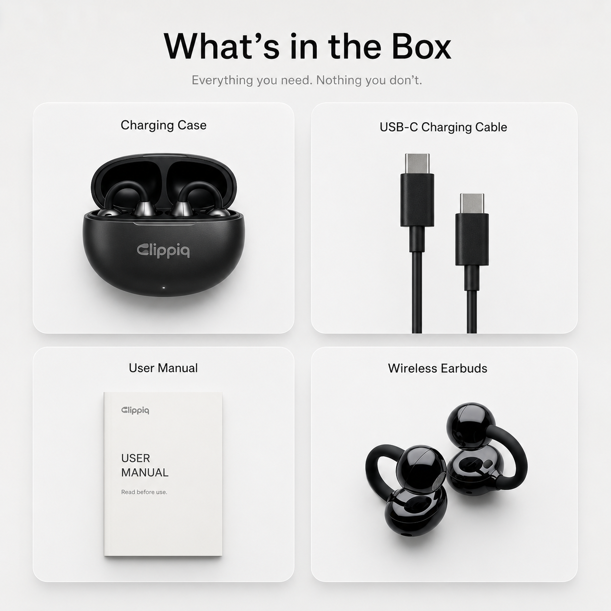 Clippiq® Open-Ear Clip Wireless Earbuds