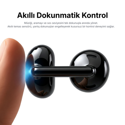 Smart touch controls on the earbud surface